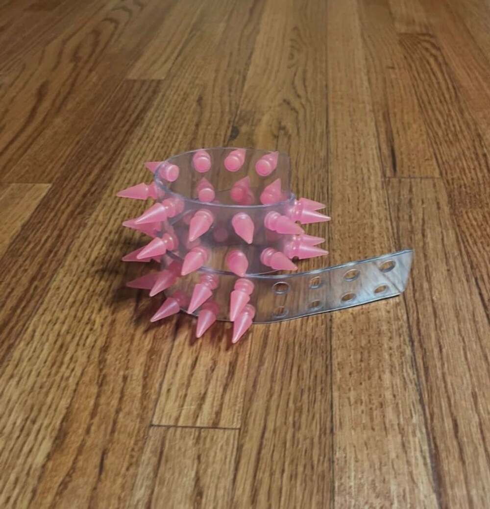 Couch UK PVC Double Wrap Bracelet Pink Clear Spiked